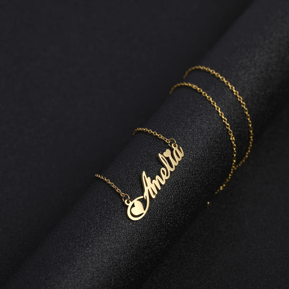 Collier Prénom Personnalisé Doré - Choker Acier Inoxydable Femme Homme