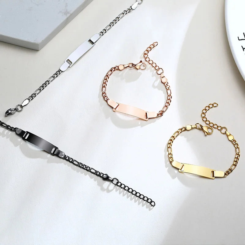 Bracelet Bébé Personnalisé Gravé - Baptême Garçon Fille Acier Inoxydable