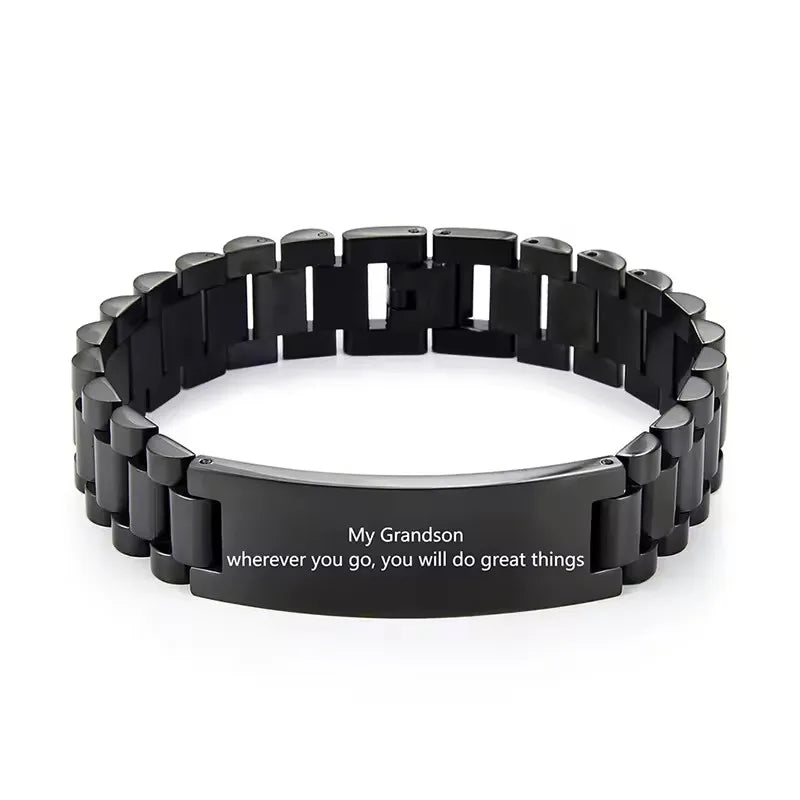 Personalized Engravable Stainless Steel ID Bracelets for Men Custom Engrave Name Plate Identity ID Bar Bracelets for Him19-21CM
