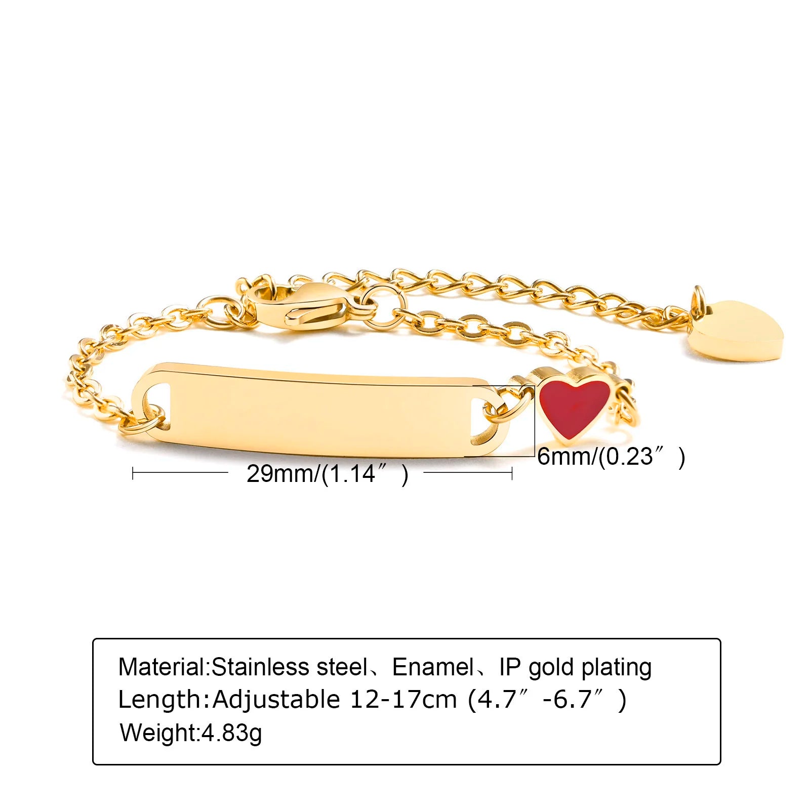 Customized Heart Bracelet for Little Girl Boy, Engravable ID Name Bracelet, Personalized Stainless Steel Chain Birthday Gift