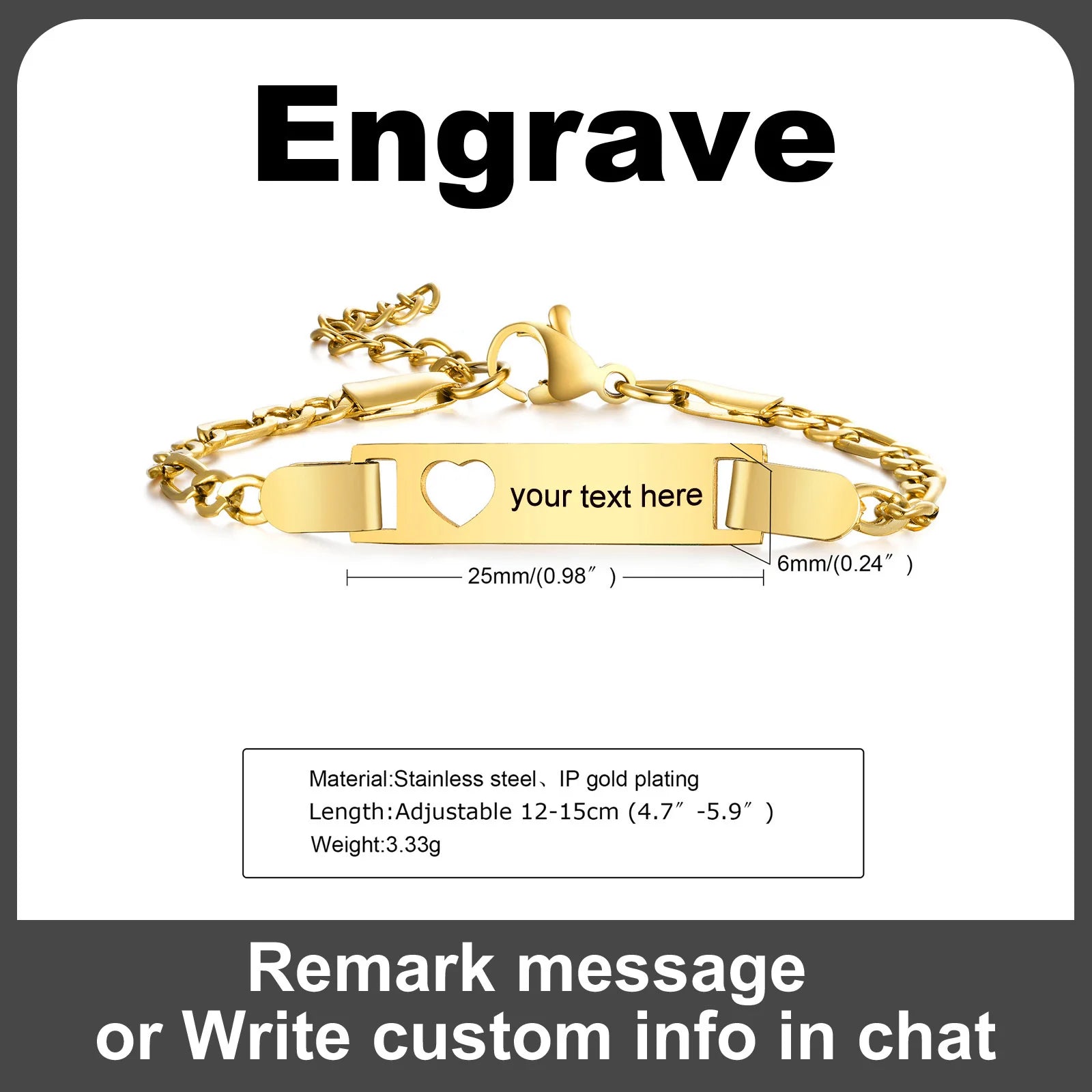 Customized Heart Bracelet for Little Girl Boy, Engravable ID Name Bracelet, Personalized Stainless Steel Chain Birthday Gift