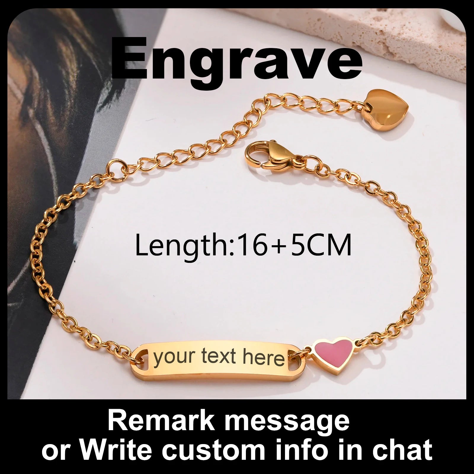 Customized Heart Bracelet for Little Girl Boy, Engravable ID Name Bracelet, Personalized Stainless Steel Chain Birthday Gift