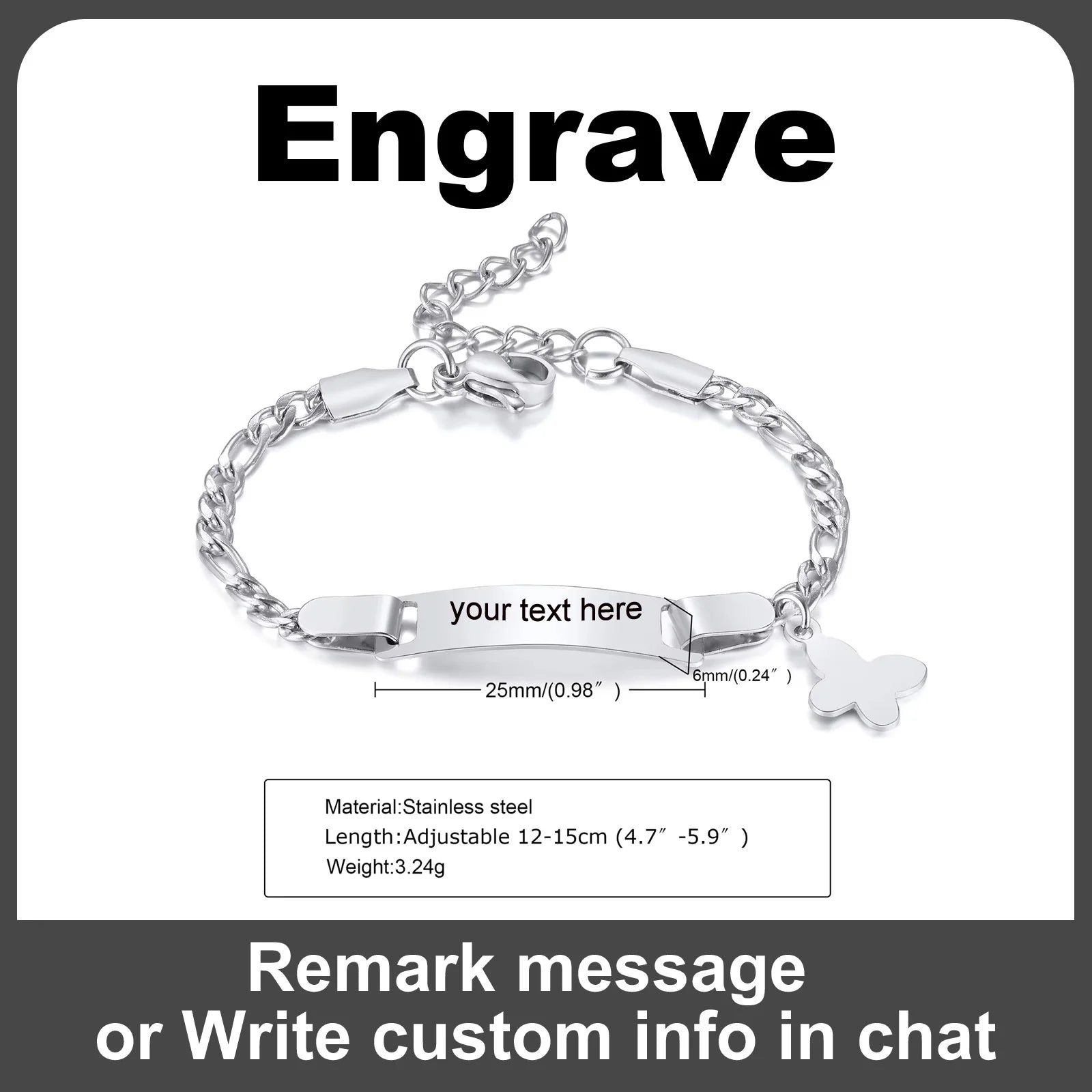 Customized Heart Bracelet for Little Girl Boy, Engravable ID Name Bracelet, Personalized Stainless Steel Chain Birthday Gift